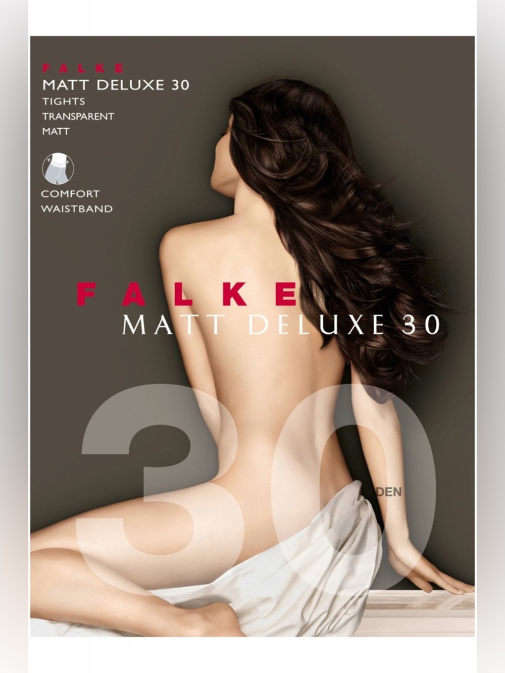 Falke Matt Deluxe 30 Tights in Nude and Red Packaging